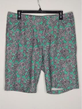 NWOT Peter Millar Women's Green/Black Print/Wicking Golf Shorts Size 12